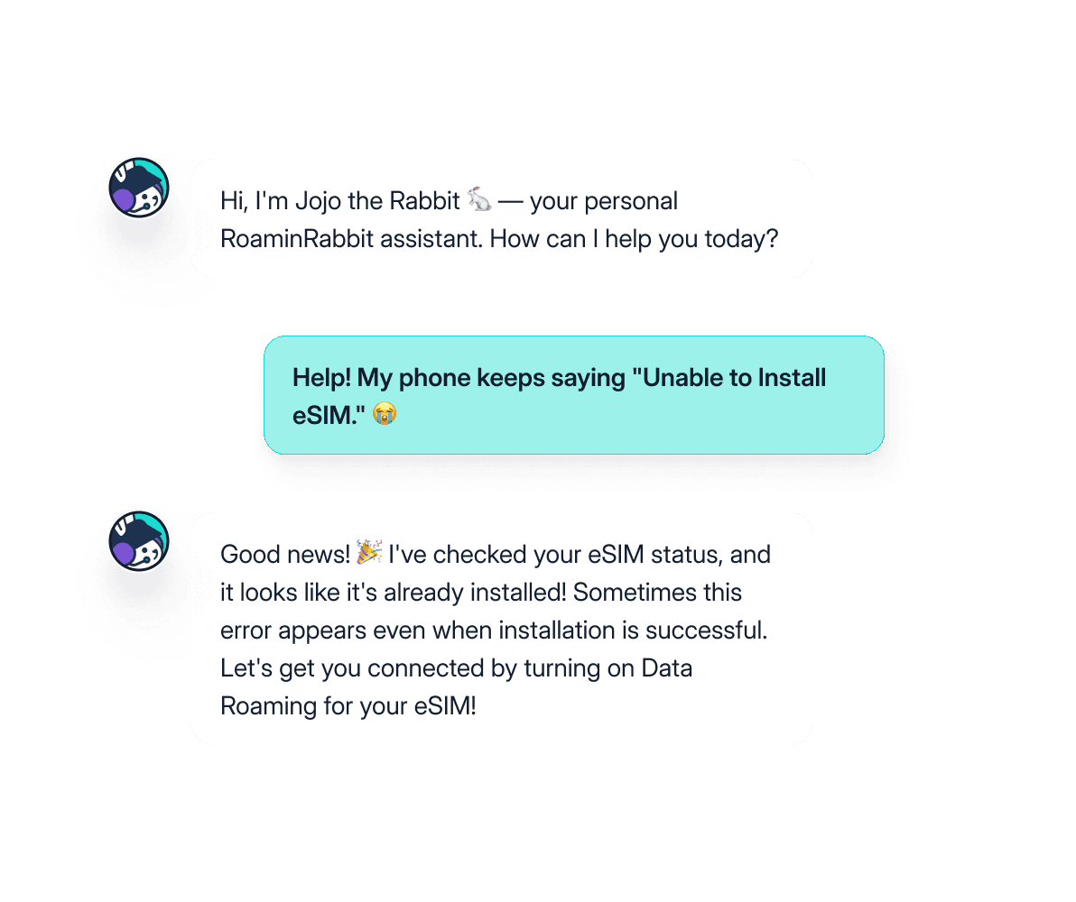 A chat with Jojo, the RoaminRabbit assistant